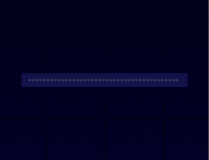 A dark blue rectangular password input box with a row of white asterisks indicating a hidden password.